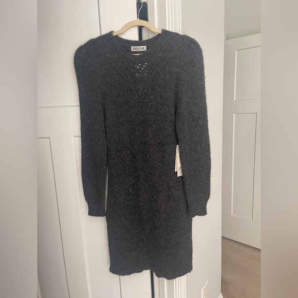 NWT St. Roche SISSY MINI DRESS charcoal Gray long sleeve sweater - Picture 2 of 7